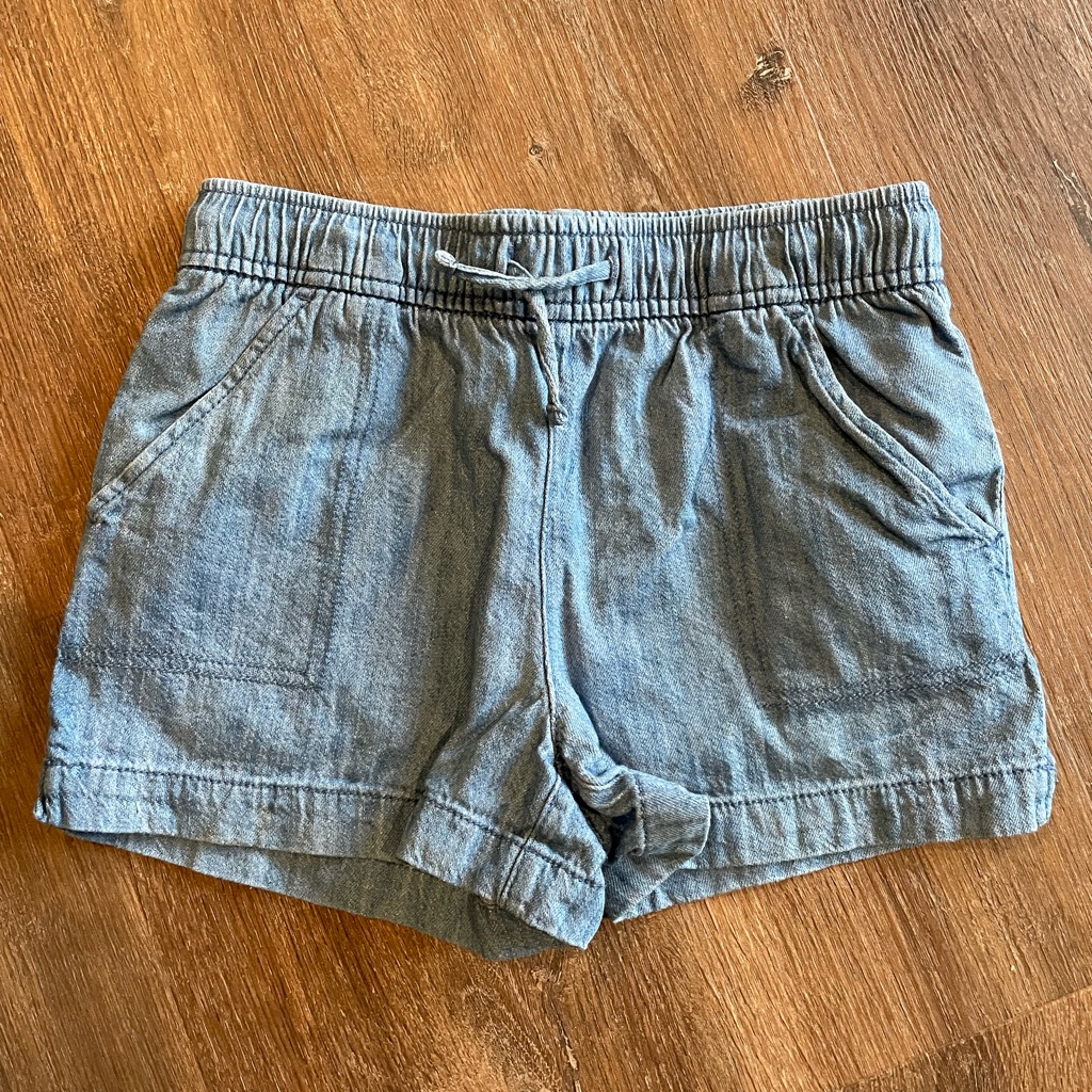 Old Navy Girls Chambray Drawstring Blue Denim Shorts, Sz 8 (M)